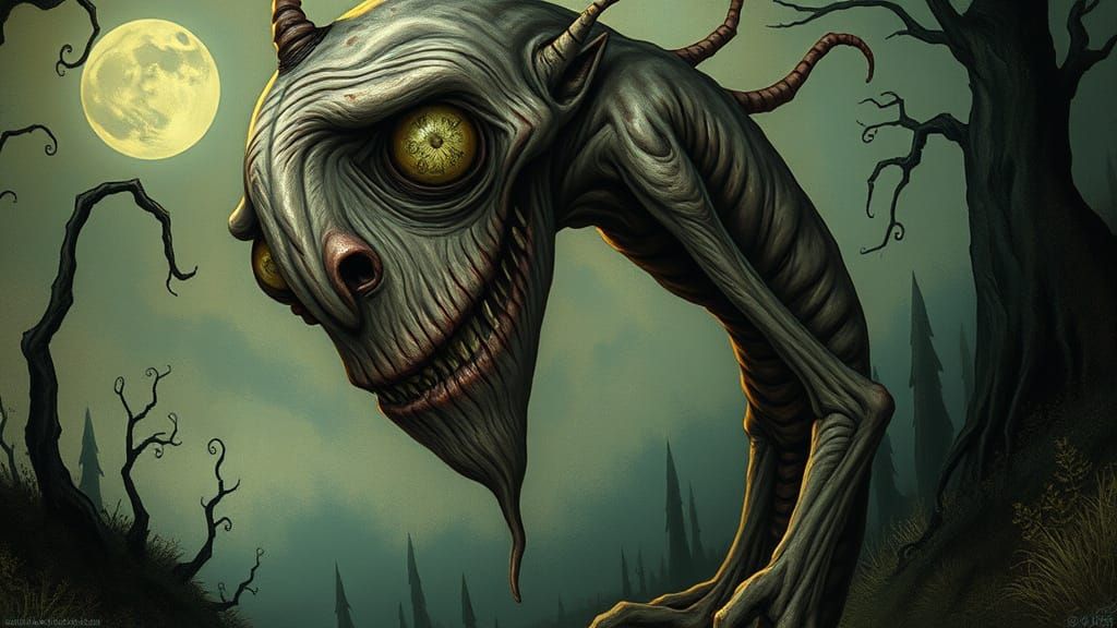 Grotesque Being in Dark Fantasy Style
