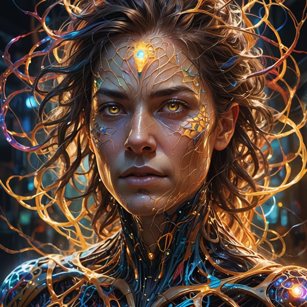 Glowing Nerve Fiber Concept Art Portrait