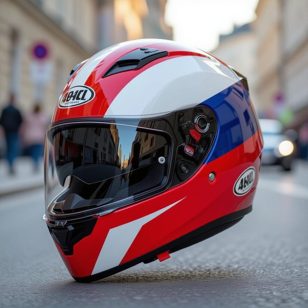 Motorcycle Helmet with Russian Flag Design
