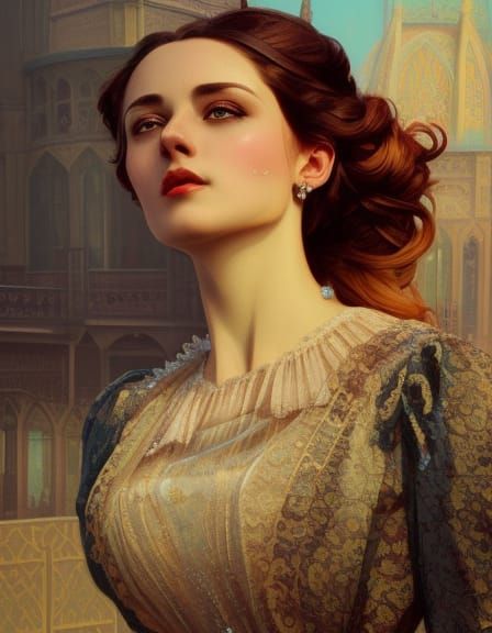Victorian Woman in Tehran: Hyperdetailed Portrait
