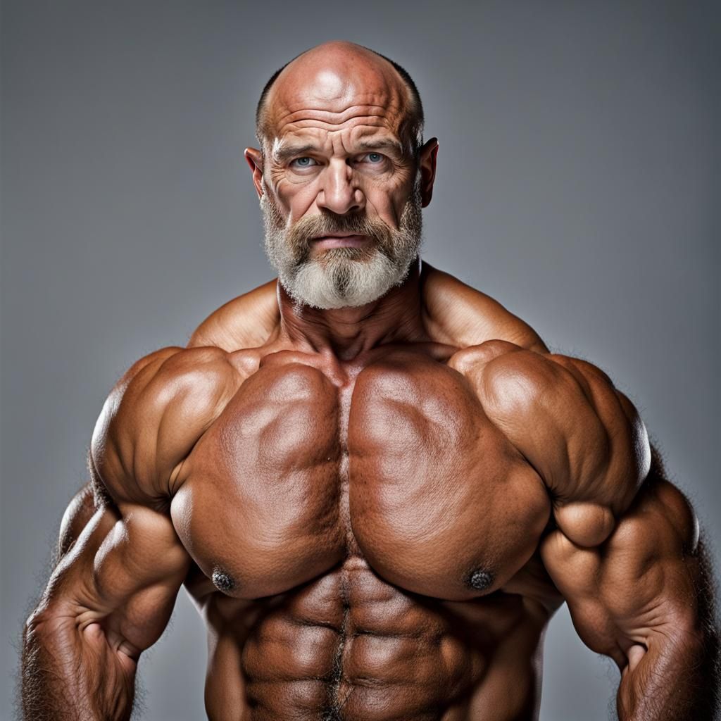 Close-Up Portrait of a Muscular Bodybuilder