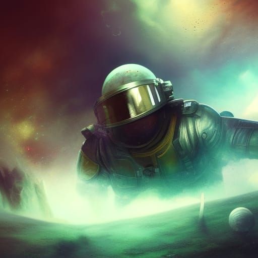 Astronaut Lost in Space: Detailed Digital Painting