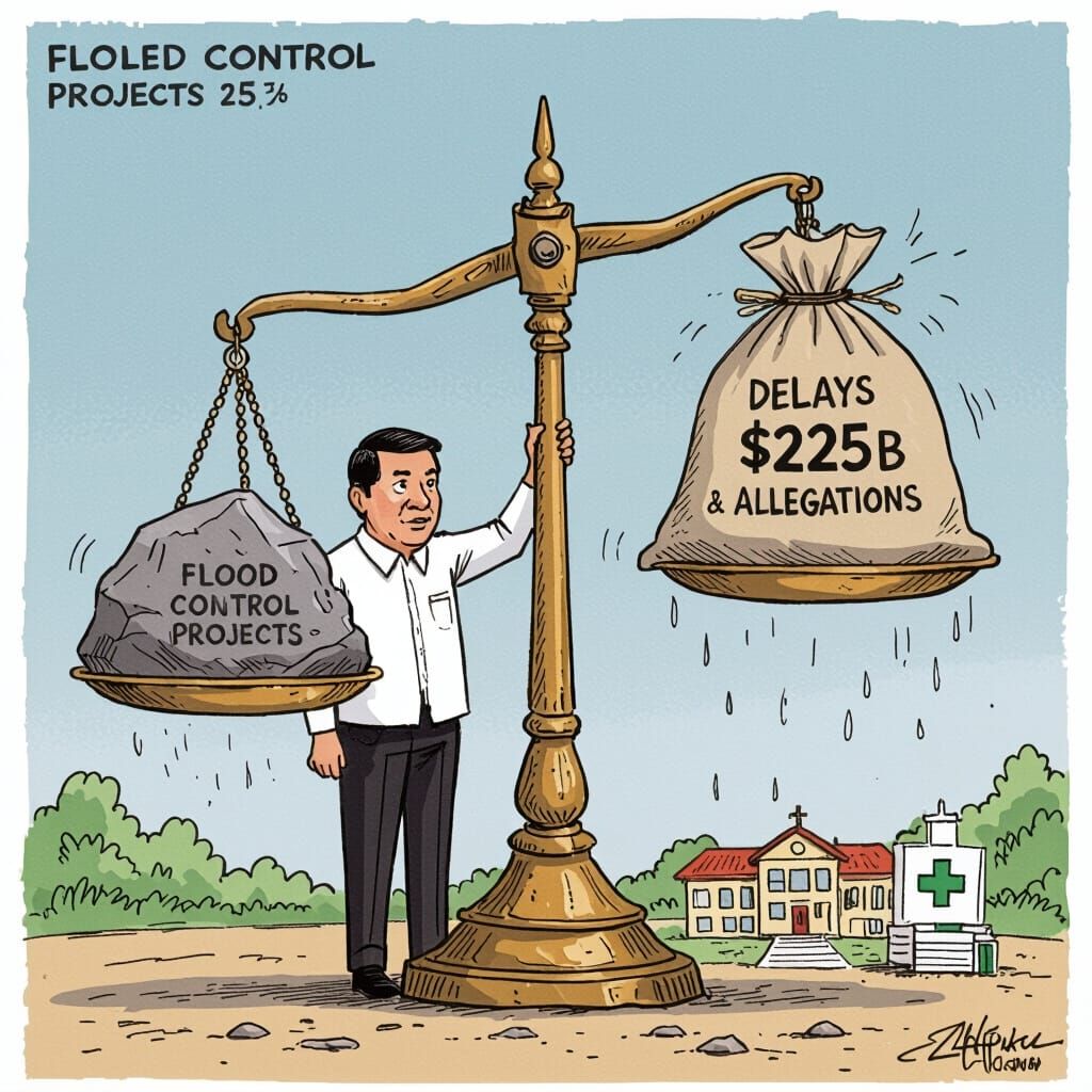 Editorial Cartoon: Flood Control Projects vs. Funding