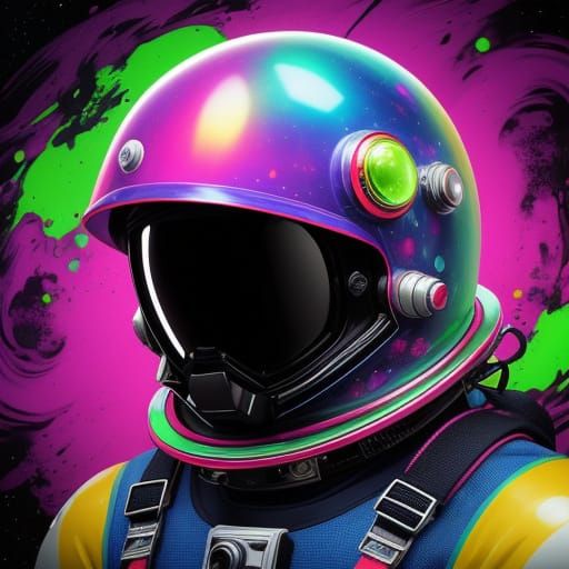 Surreal Astronaut with Googly-Eyed Suit in Psychedelic Void