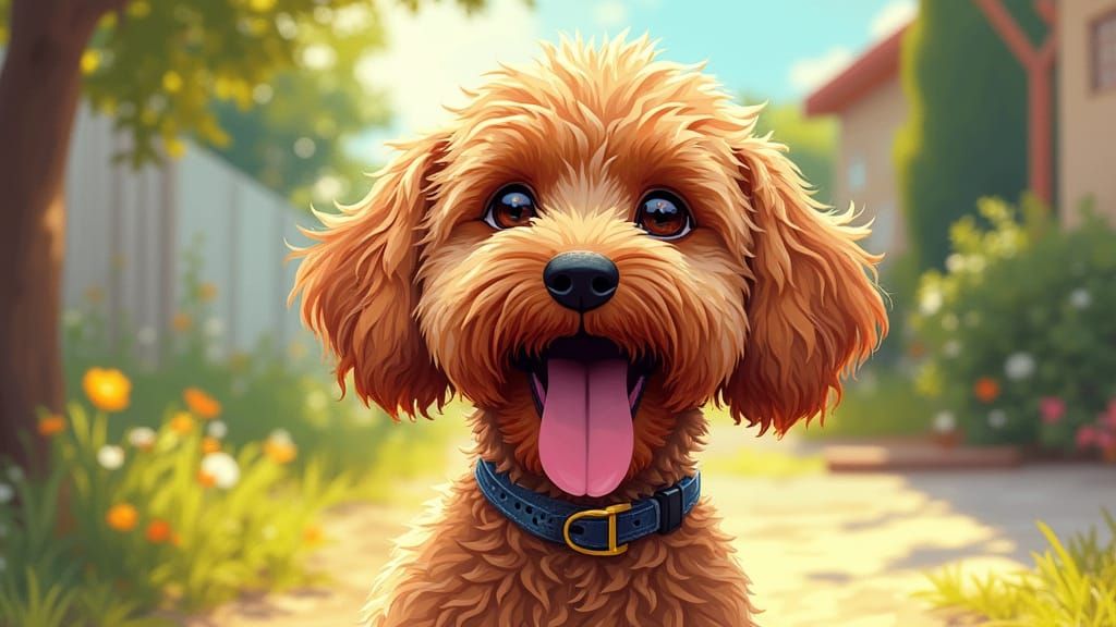 Happy Cockapoo in Expressive Artistic Style