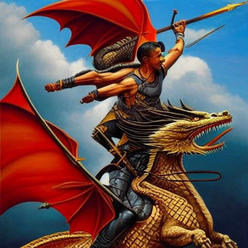 Obama on Dragon with Swords, Gurney Style