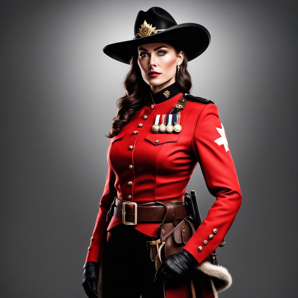 Canadian Woman as Royal Canadian Mounty in Realistic Style