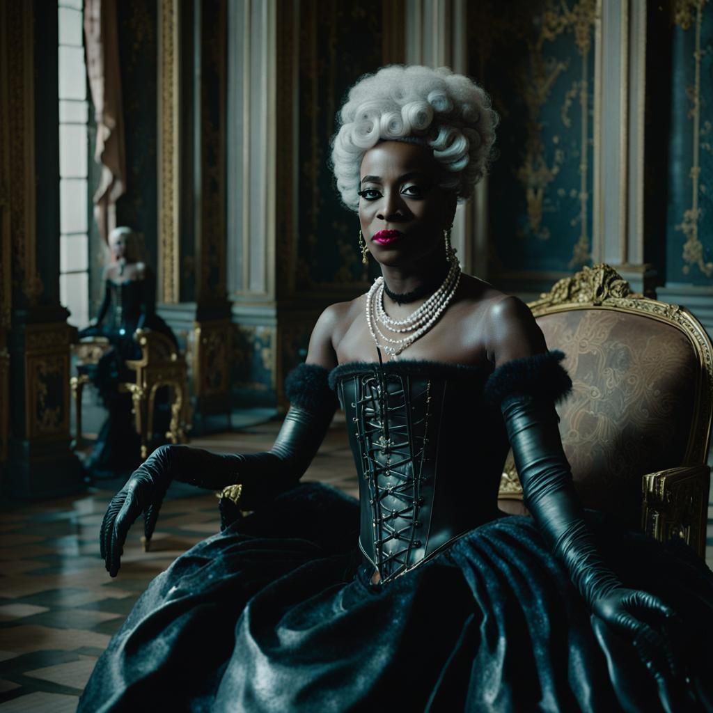 Black Marie Antoinette in Goth Baroque Palace