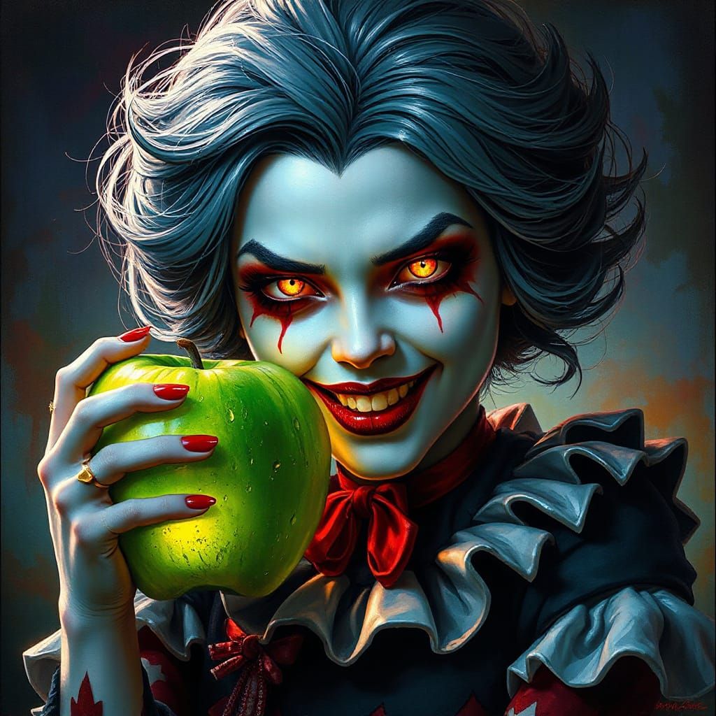 Evil Snow White in Hyperrealistic Splash Art