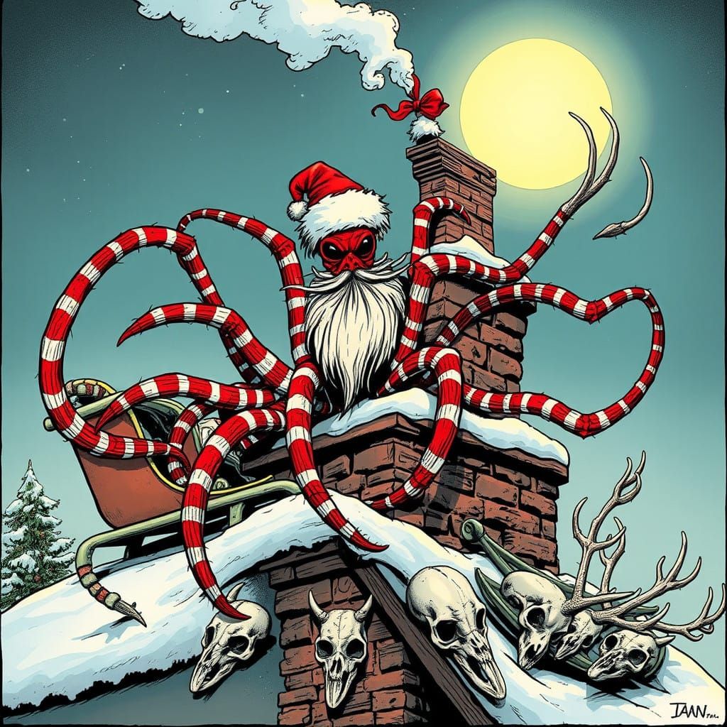 Striped Centipede Monster Takes Over the Roof