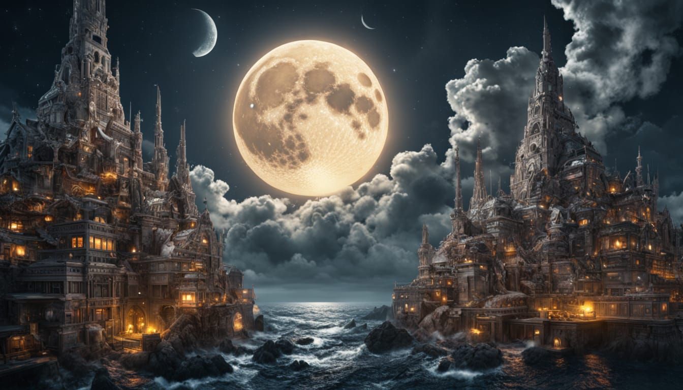 Epic Cubed Moon Digital Painting