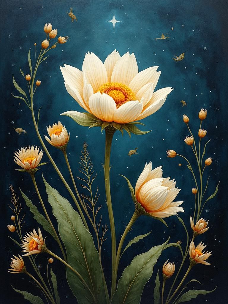 Bright Night Flowers: Liquified Contemporary Word Art