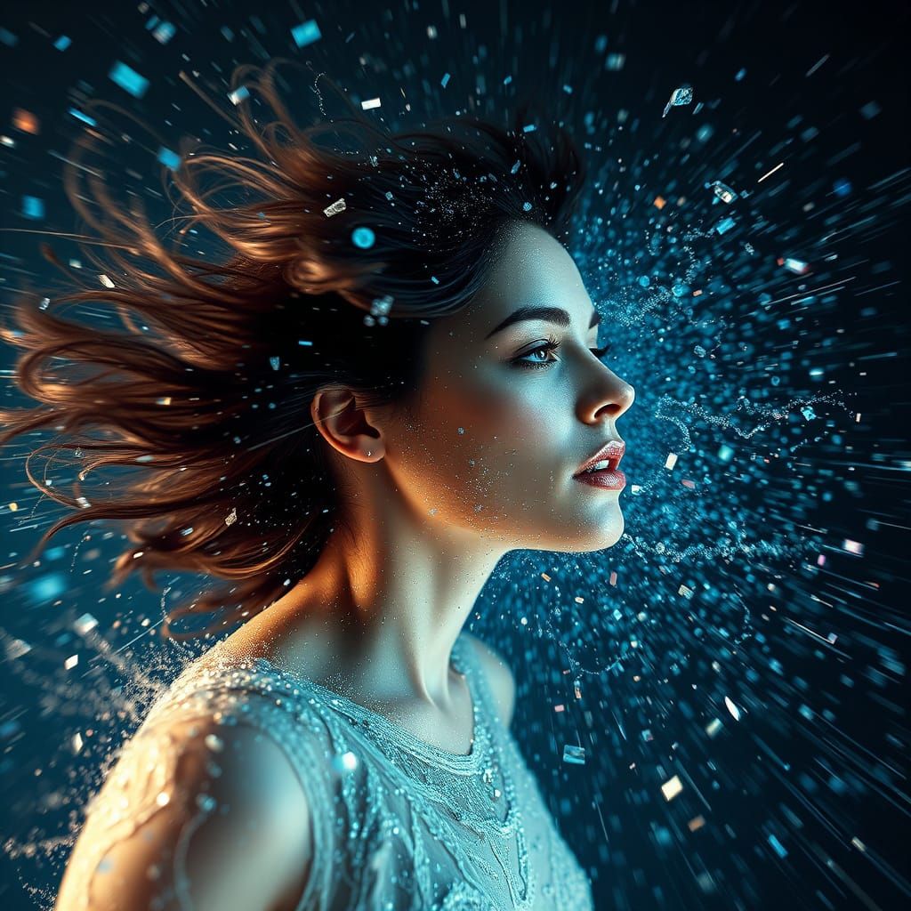 Ethereal Portrait in Iridescent Vortex