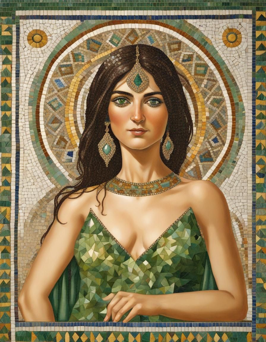 Mosaic of a Beautiful Middle Eastern Woman