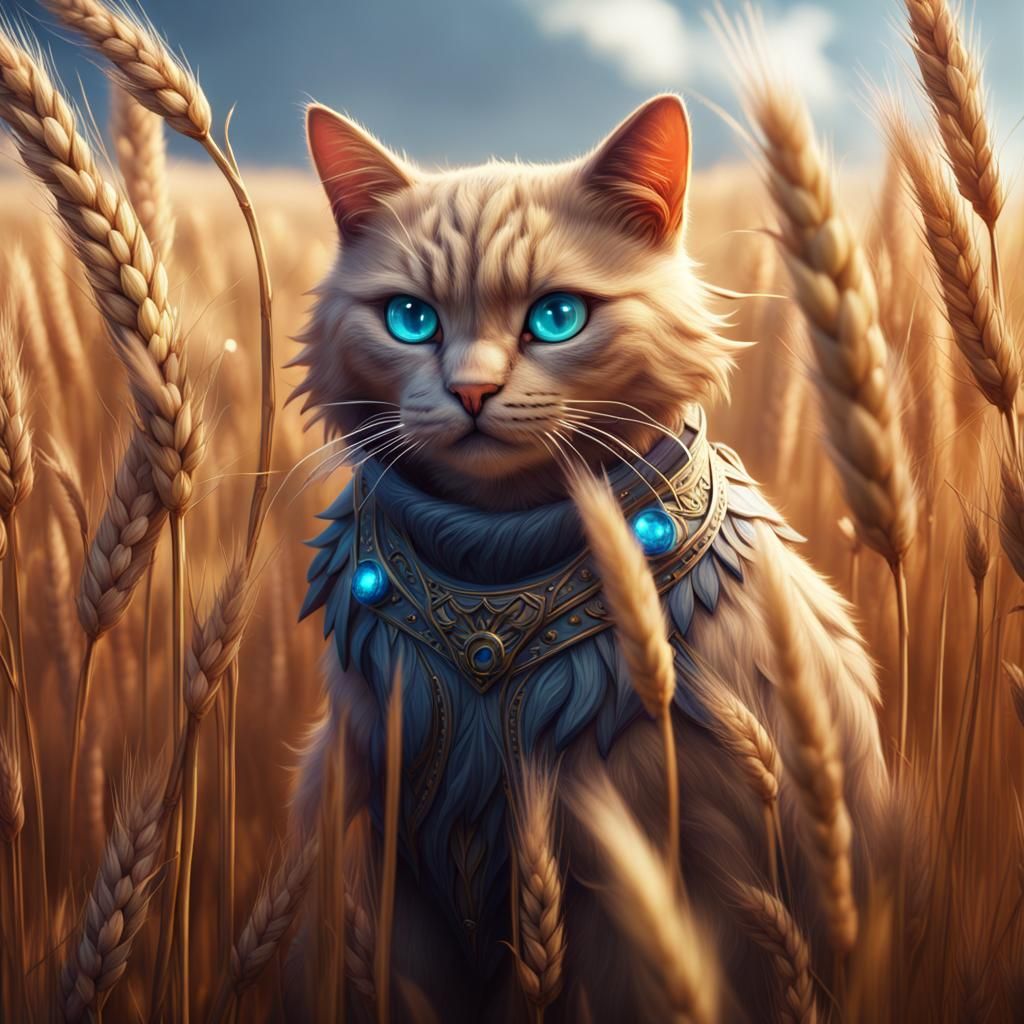 Crystal Cat farmer in her wheat fields.