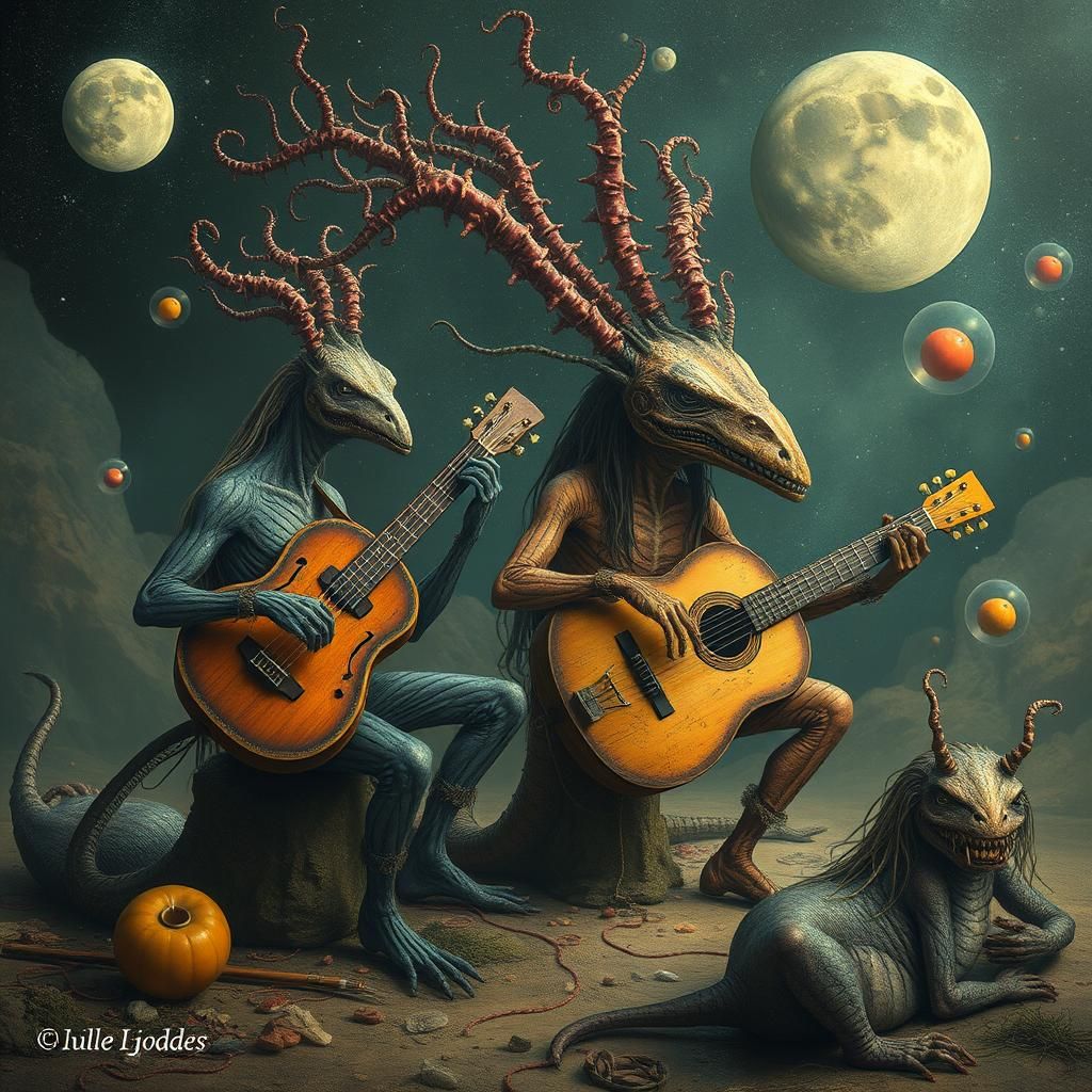 Surreal Dreamscape: Strange Creatures Play Living Instrument...