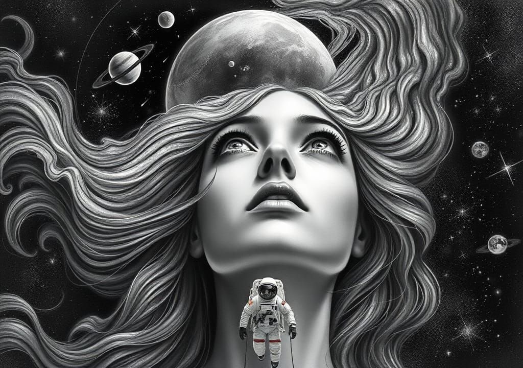Cosmic Woman: A Surreal Digital Art Journey