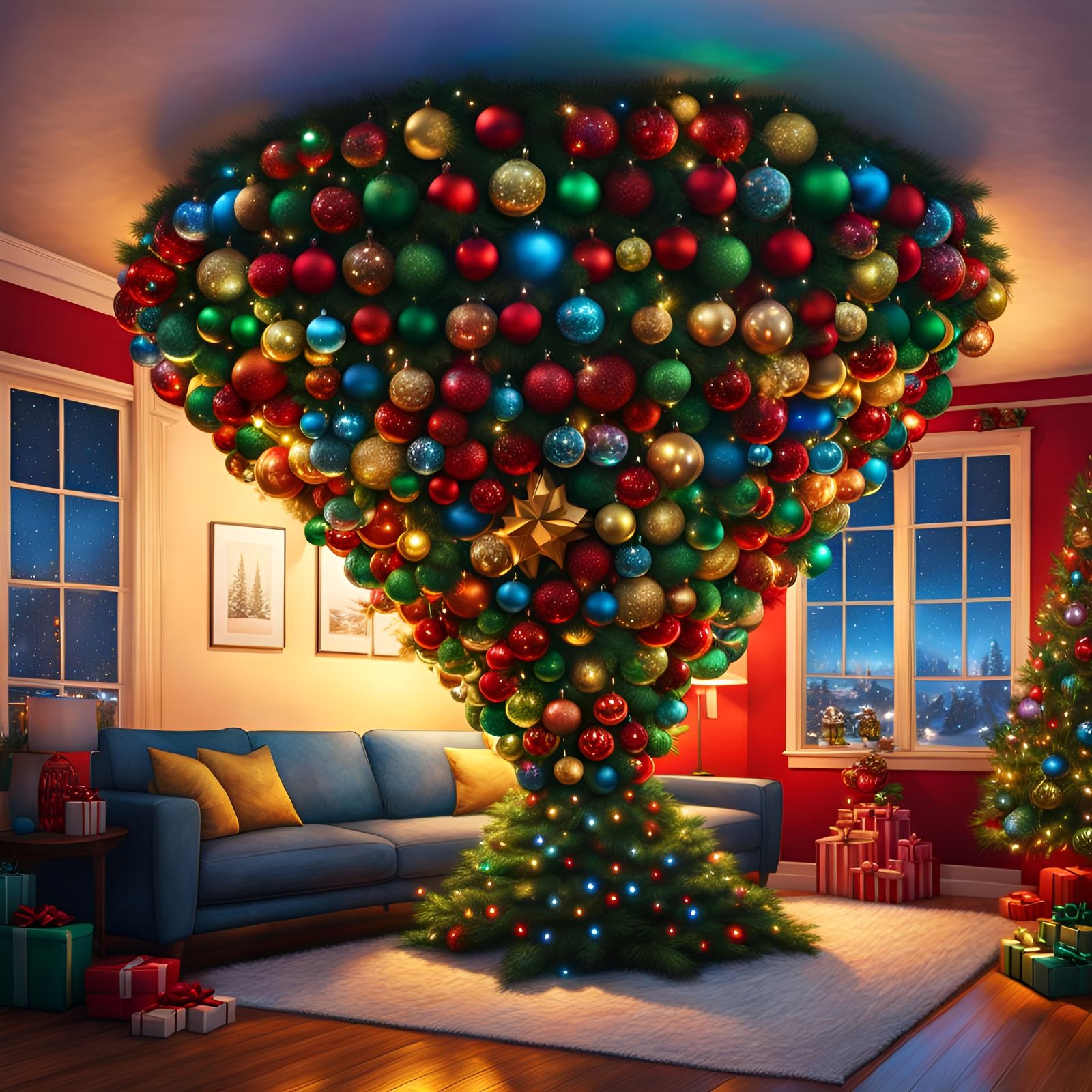 Upside Down Christmas Tree with Presents
