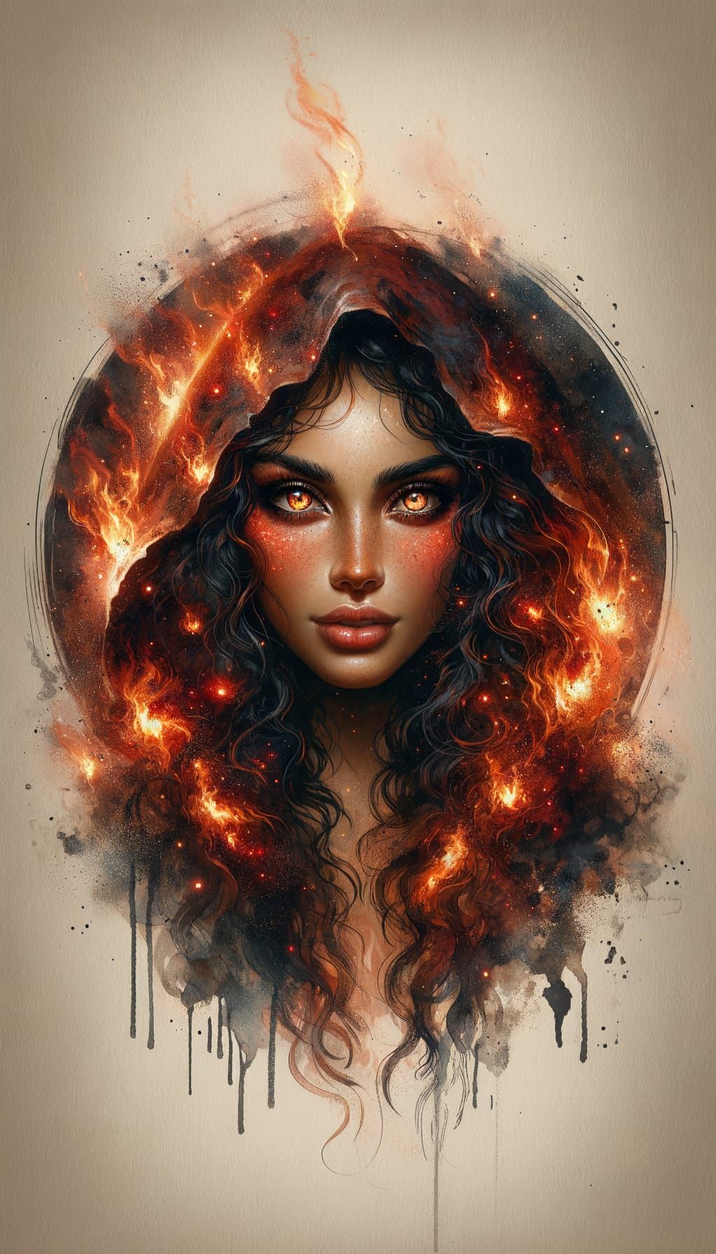 Radiant Palestinian Goddess of Fire Portrait