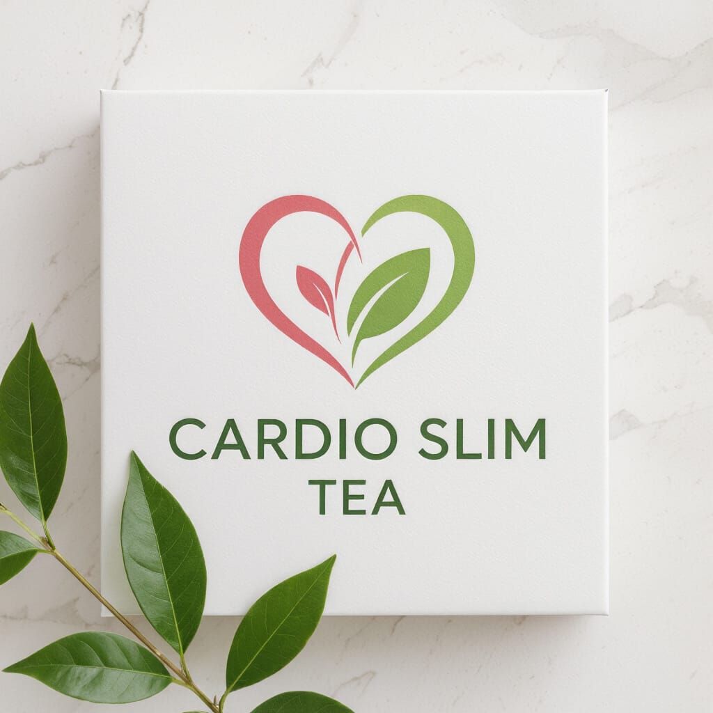 Cardio Slim Tea Minimalist Logo with Heart and Leaf