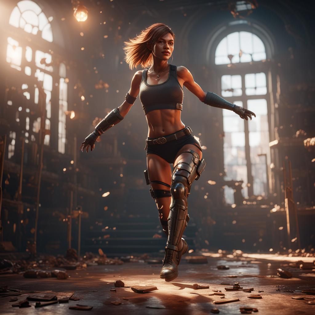 Stripping Woman in 3D Game Cinematic Style