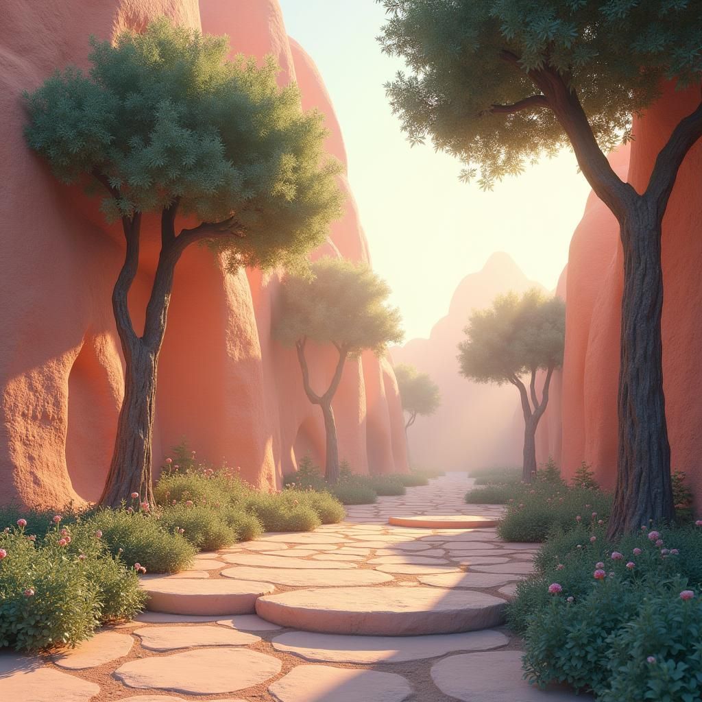 Mediterranean Forest in Pastel Evening Light