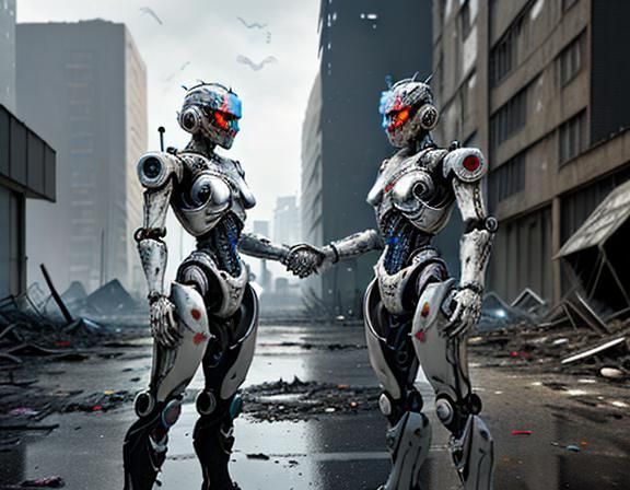 Robots Shake Hands in Post-Apocalyptic Glasgow