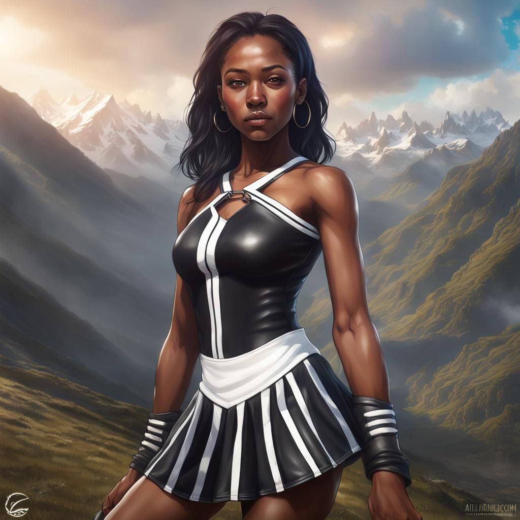 Cheerleader in Andes: Hyperdetailed Digital Portrait