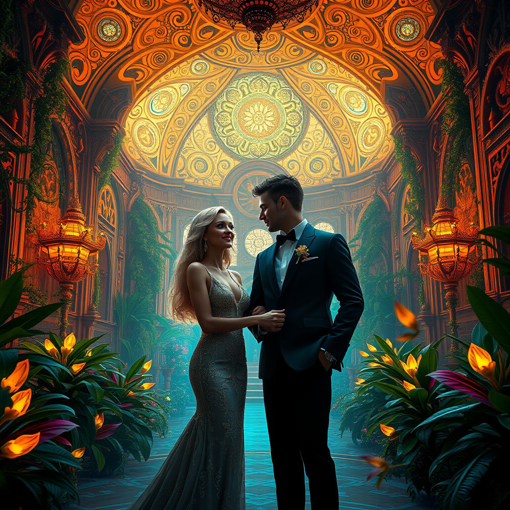 Fantasy Ballroom Scene in High-Definition Digital Art