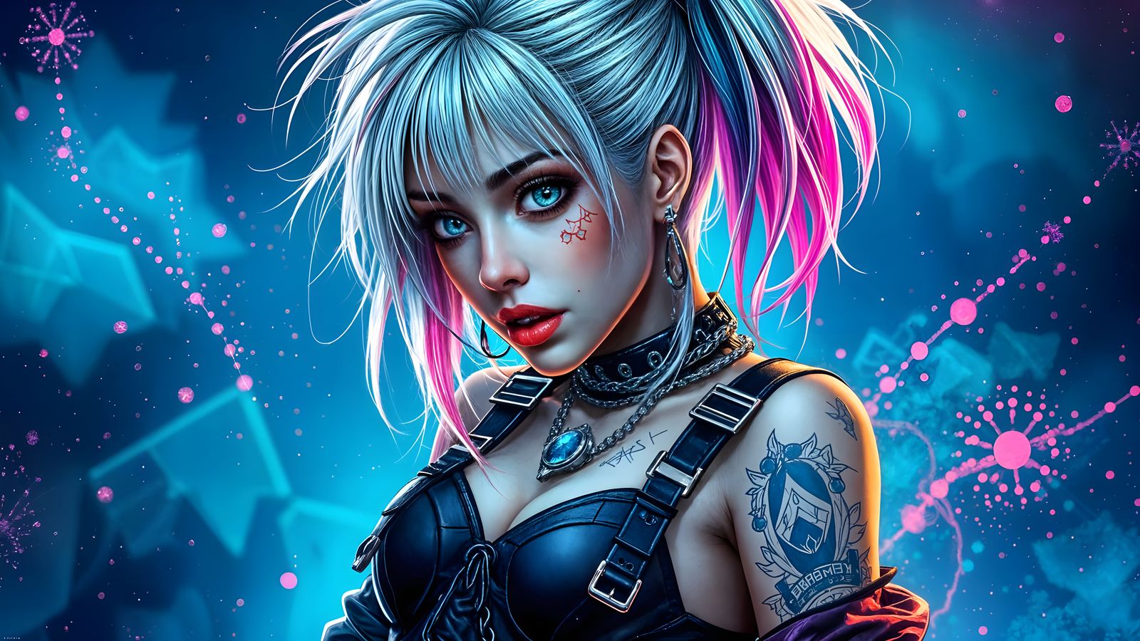 Cyberpunk Goddess in Ethereal Beauty