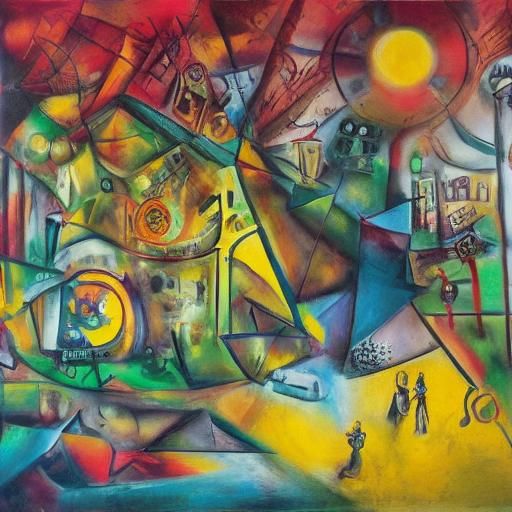 Expressionist Surrealism: Lone Figure in War-Torn Landscape