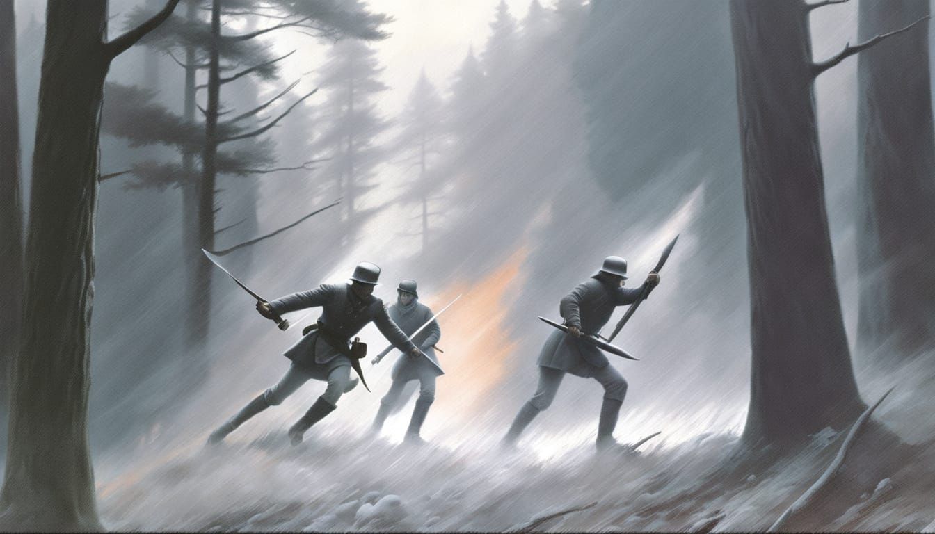 Ethereal Foggy Forest Cabin Digital Painting