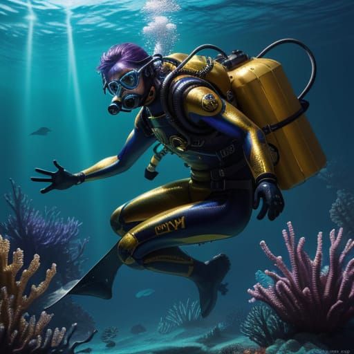Underwater Diver in Hyperrealistic 3D Rendering