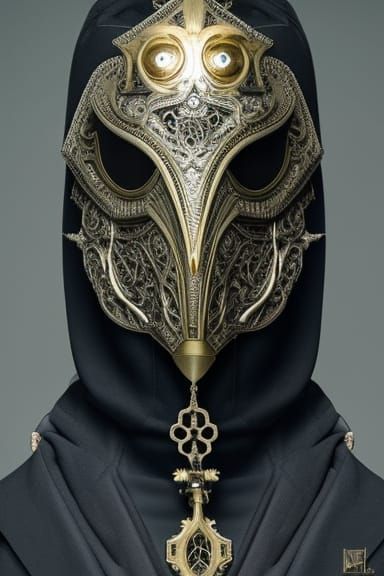 Dystopian Plague Doctor in Dark Academia Style