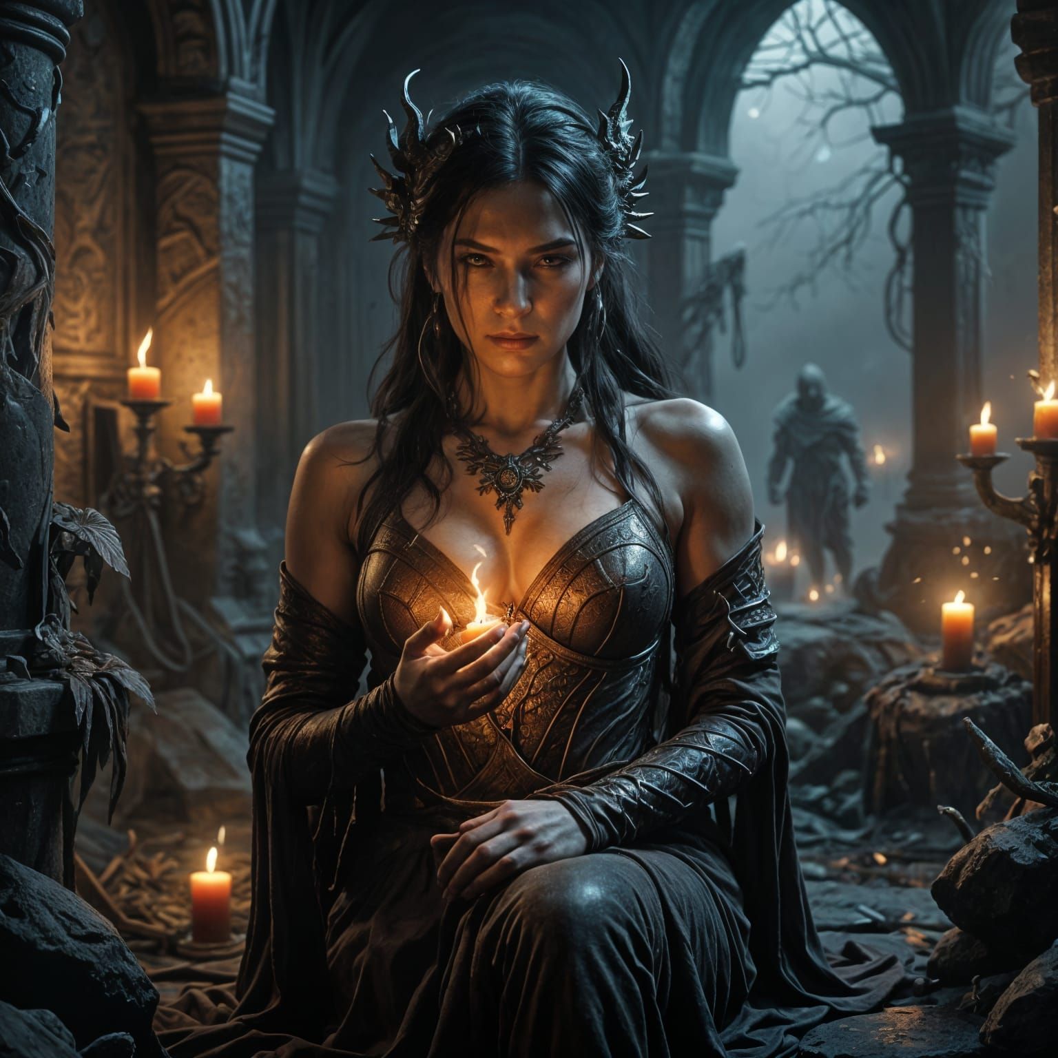 Surreal Horror-Fantasy Portrait of a Haunting Figure in a De...