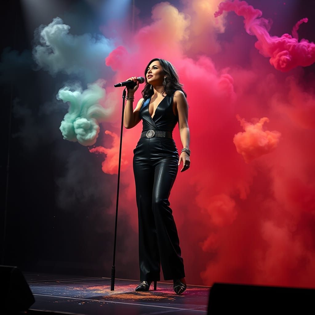 Pop Diva Performance in Hyperrealistic Style