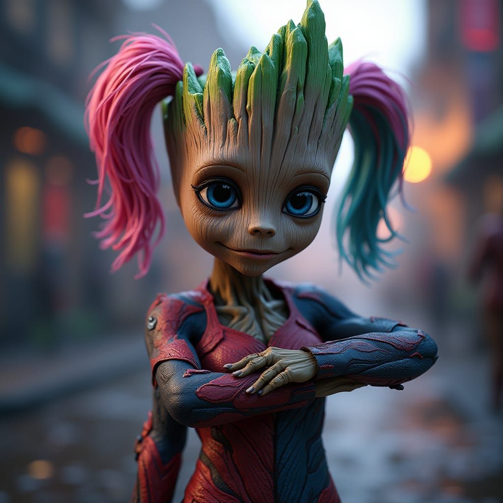 Fantastical Harley Quinn in Whimsical Forest