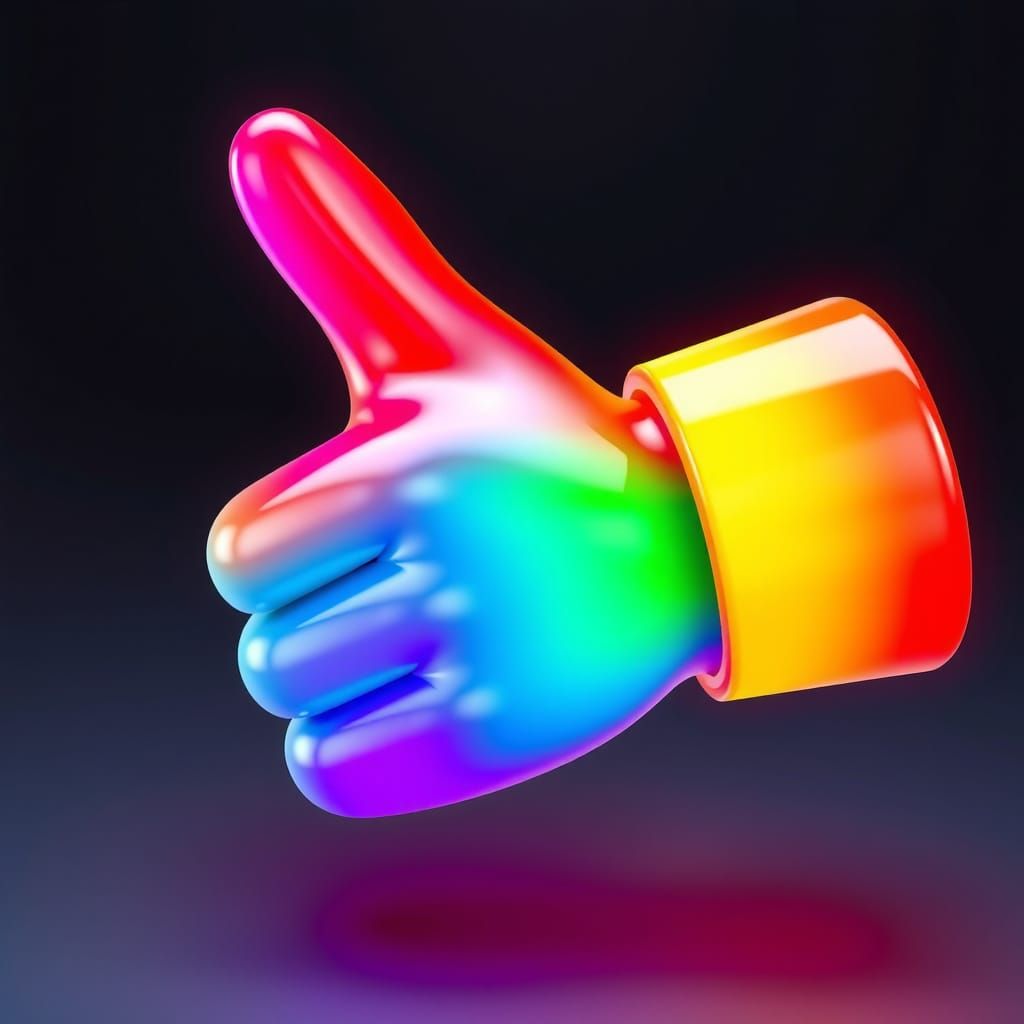 Futuristic Rainbow Emoji in Neon Digital Art Style
