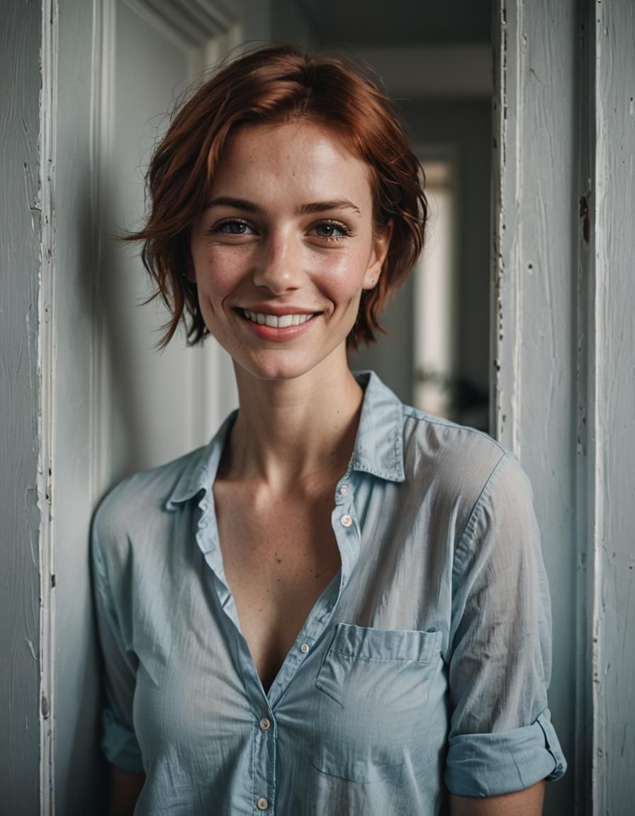 Smiling Woman Portrait in Ambient Light