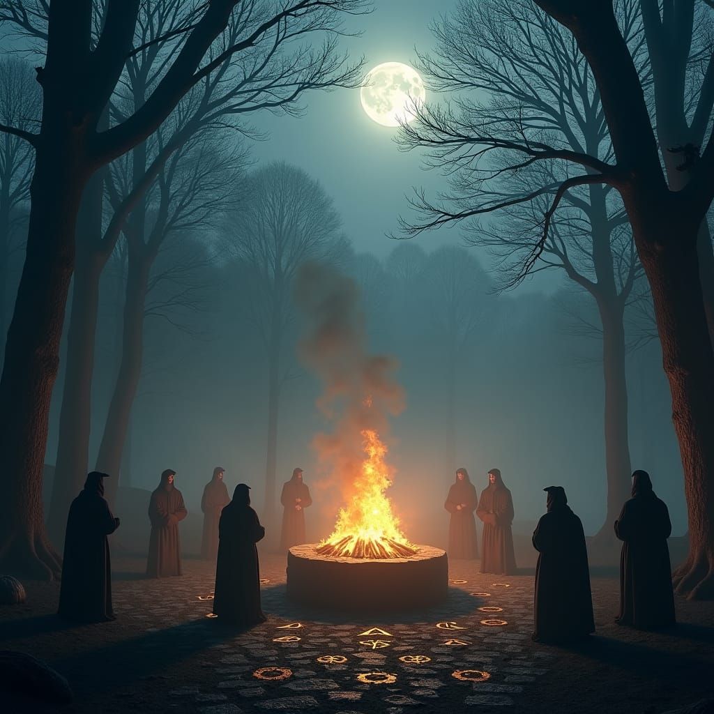 Ethereal Samhain Ritual in Ancient Celtic Forest