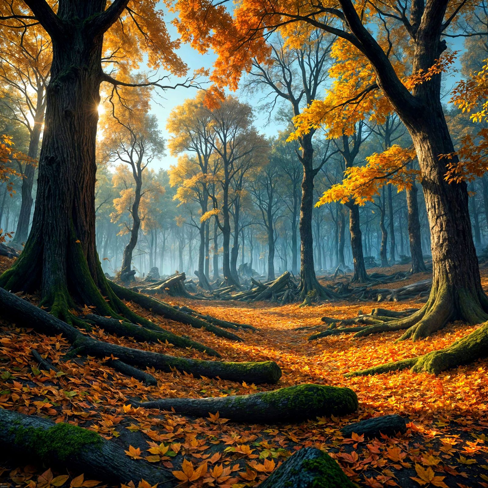 Autumn Leaves Dance in Enchanted Forest