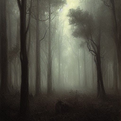 Horror Trees in Gothic Engraving Style