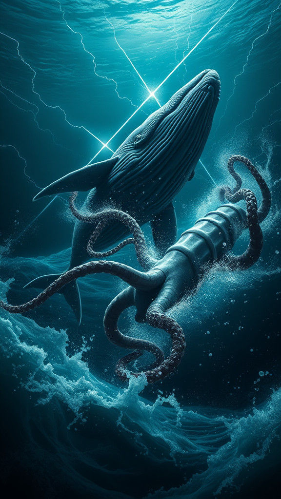 Whale Unleashes Sonic Attack on Giant Squid