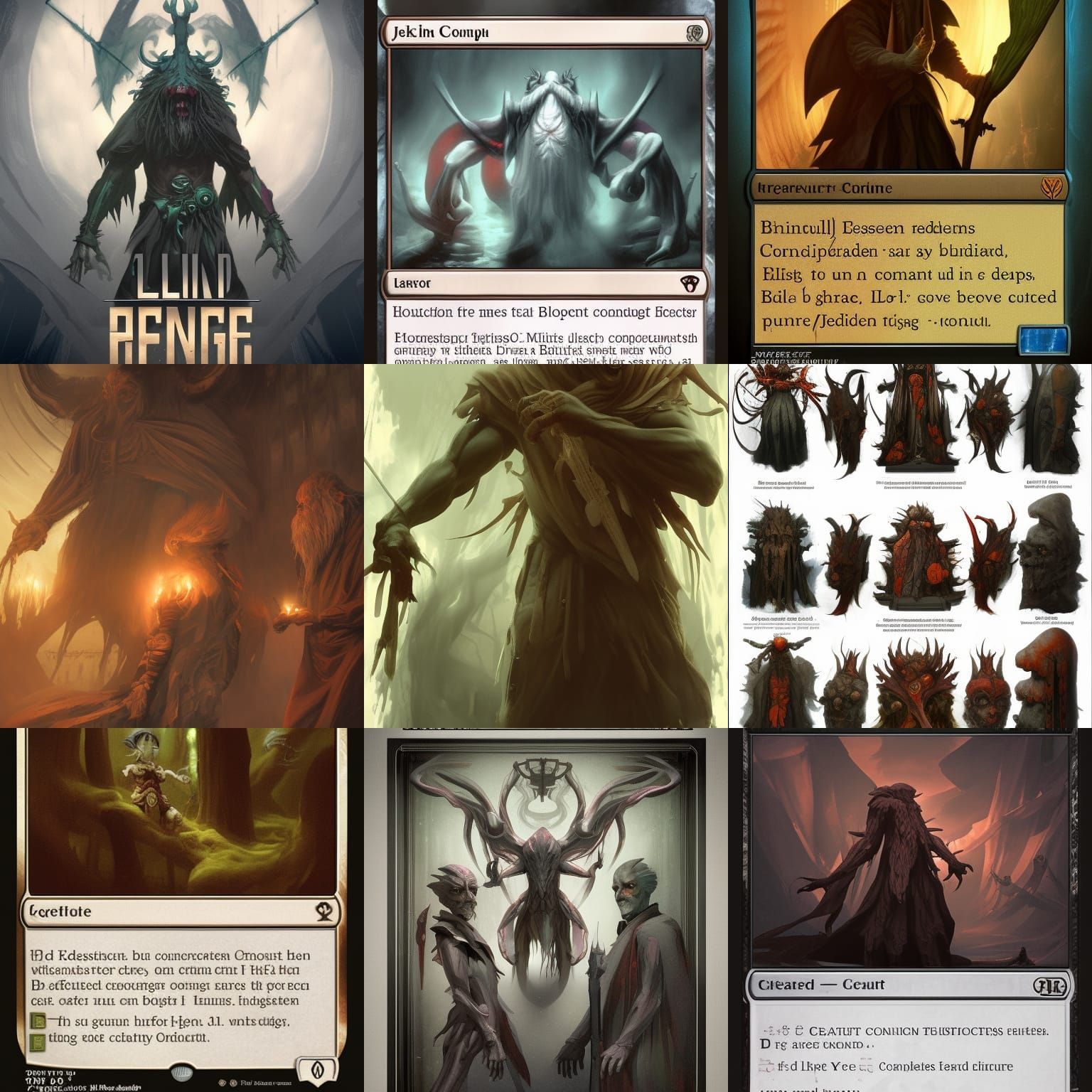 Intricate Horror Concept Art in Triadic Colors