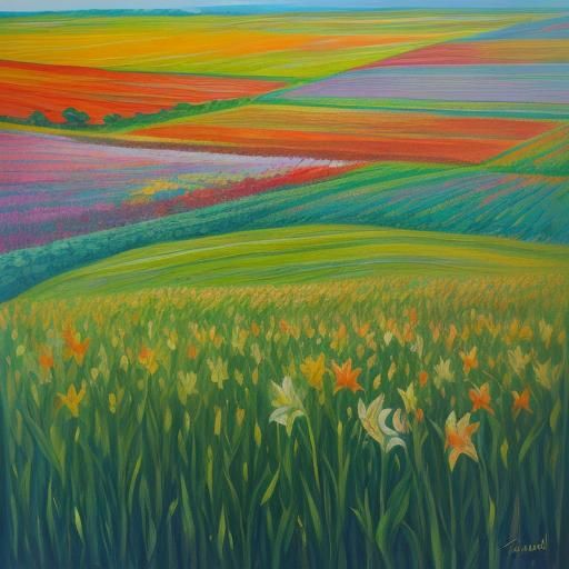 Neo-Impressionist Lilies in Expressionist Oil Painting