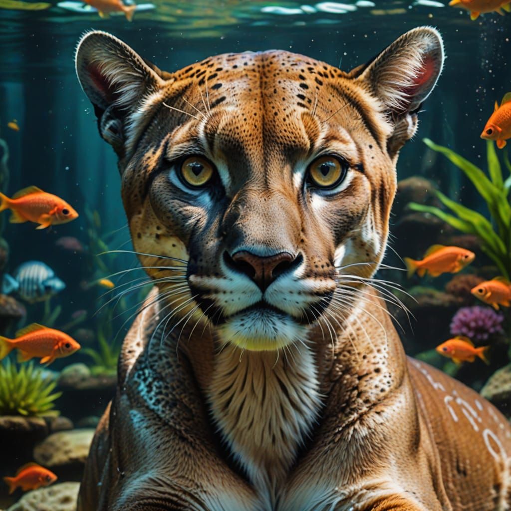 Cougar in Tropical Aquatic Paradise