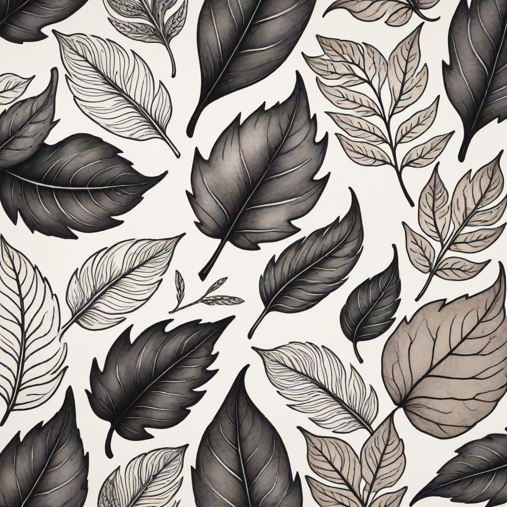 Intricate Black Ink Intertwined Leaves Tattoo Art