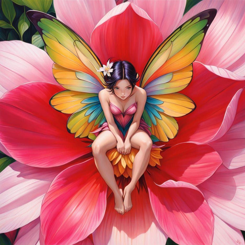 Whimsical Fairy Goddess in Blossom Flower