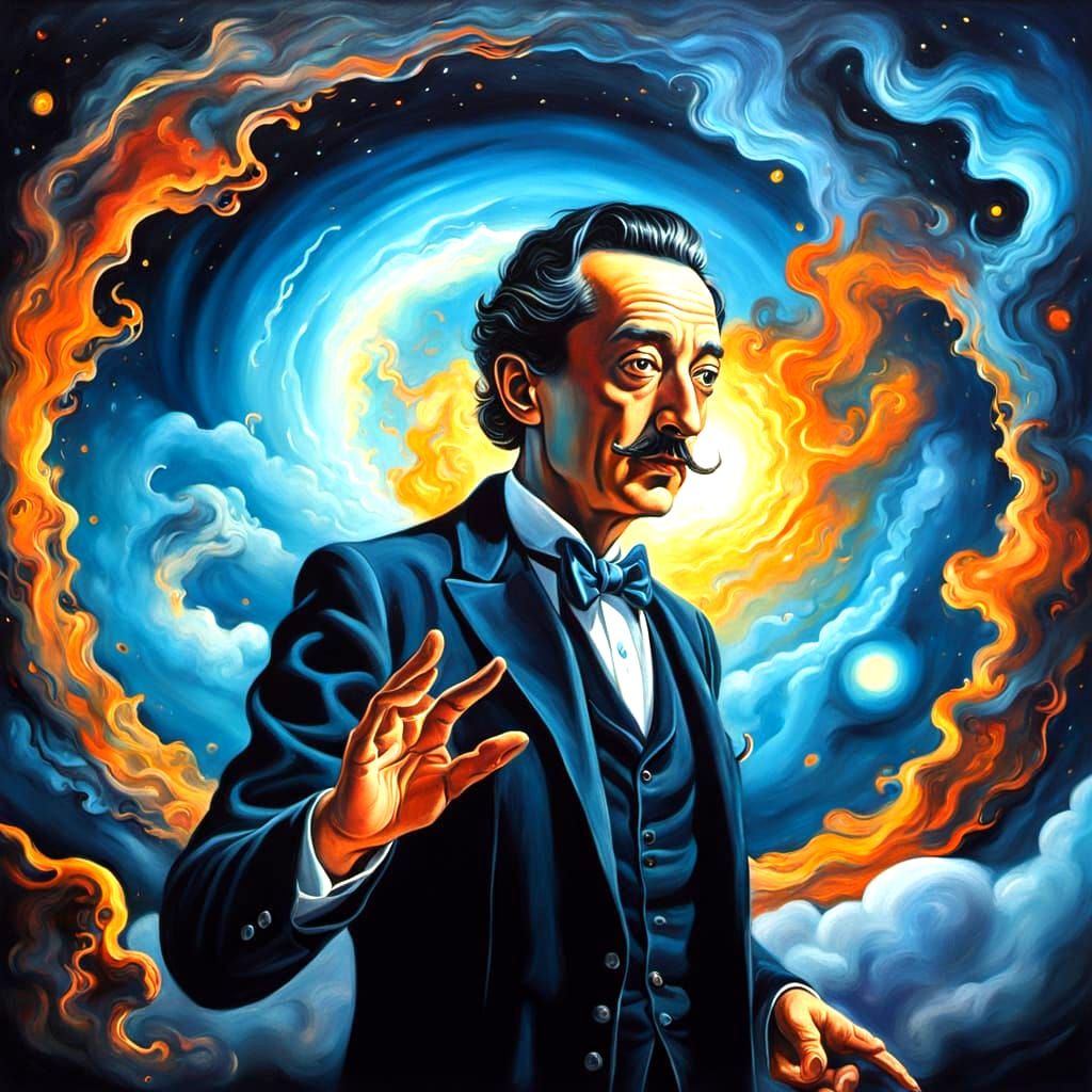 Magician Conjures Cosmic Portal Under Moonlight