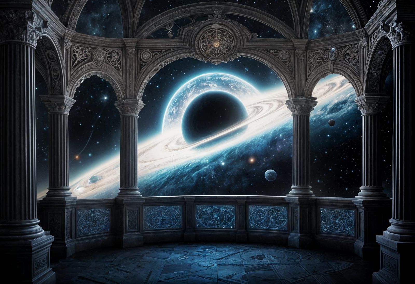 Celestial Realm in Vibrant Holographic Art